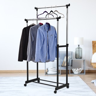 Costway  Φορητή Κρεμάστρα Ρούχων από Ατσάλι και Πλαστικό με Ρόδες κ...