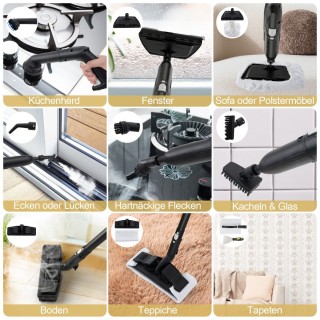 Costway Υψηλής Απόδοσης Καθαριστής Ατμού με Πίεση 5 Bar και Δεξαμεν...