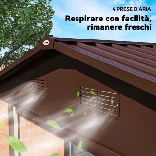 Outsunny Μεταλλική Αποθήκη Κήπου 278x195x215 εκ, Καφέ 845-179V03BN