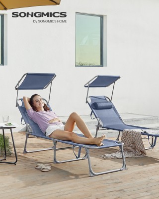SONGMICS Πτυσσόμενη Ξαπλώστρα με Σκίαστρο και Ρυθμιζόμενο Προσκέφαλ... SONGMICS Πτυσσόμενη Ξαπλώστρα με Σκίαστρο και Ρυθμιζόμενο Προσκέφαλ...