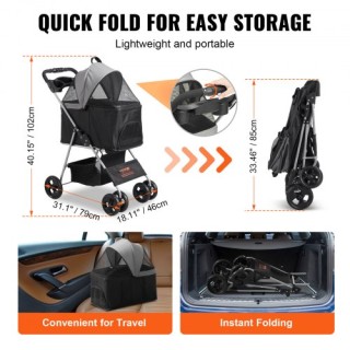 VEVOR Καροτσάκι Κατοικιδίων με 4 Ρόδες και Φρένα για Σκύλους και Γά... VEVOR Καροτσάκι Κατοικιδίων με 4 Ρόδες και Φρένα για Σκύλους και Γά...