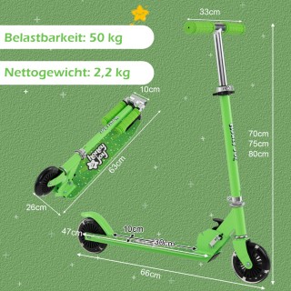 Costway Παιδικό Πατίνι με LED Ρόδες & Αναδιπλούμενο Τιμόνι Ρυθμιζόμ...