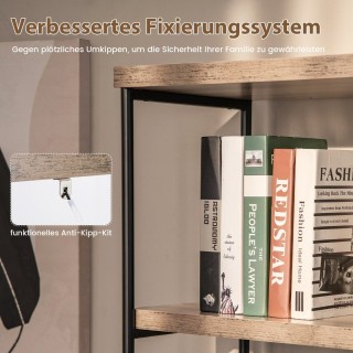 Costway  Βιβλιοθήκη 5 Επιπέδων Βιομηχανικού Στυλ με Μεταλλικό Πλαίσ...