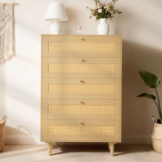VEVOR Σύγχρονη Συρταριέρα από Ρατάν 70.2 x 40 x 106.5 cm με Μεταλλι...