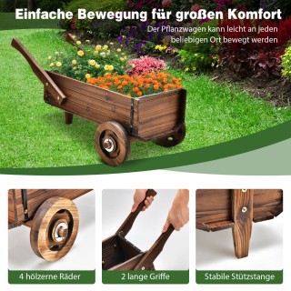 Costway  Διακοσμητικό Καρότσι Φυτών με Ρόδες Καφέ 81 x 40 x 38,5 εκ...