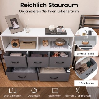 Costway  Συρταριέρα με 5 συρτάρια και ανοιχτά ράφια 100 x 30 x 78 ε...