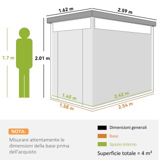 Outsunny Κήπος Αποθήκη με Ακρυλικό Φεγγίτη και Οπές Αποστράγγισης, ...