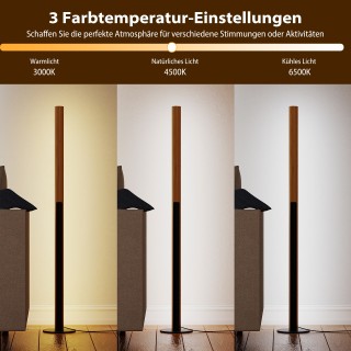 Costway Φυσικό Φωτιστικό Δαπέδου από Μπαμπού με Ρυθμιζόμενη LED Γων...