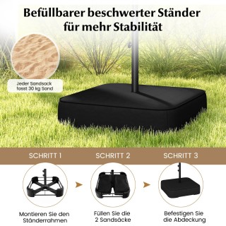 Costway Μεγάλη Διπλή Ομπρέλα με Βάση και Κουρμπαδόρο 400 x 200 cm X...