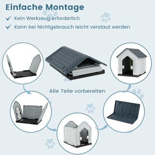 Costway Πλαστικό Σπιτάκι Σκύλου με Κλειδωτή Μεταλλική Πόρτα και Αερ...