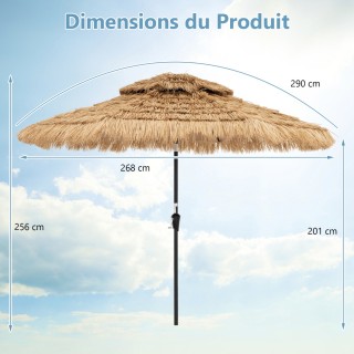 Costway Ομπρέλα Κήπου Χαβάη 270 cm με LED Ηλιακό Φωτισμό και Διπλή ... Costway Ομπρέλα Κήπου Χαβάη 270 cm με LED Ηλιακό Φωτισμό και Διπλή ...