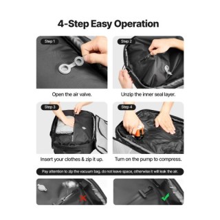 VEVOR Σακίδιο Ταξιδιού με Κενό Αέρος 65L, Επεκτάσιμο Backpack Συμπί...