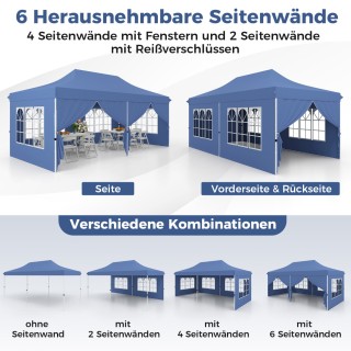 Costway Πτυσσόμενη Τέντα 3x6μ με 6 Αποσπώμενα Πλευρικά Τοιχώματα κα...