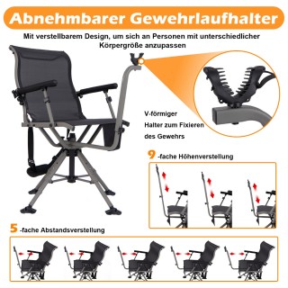 Costway Πτυσσόμενη Καρέκλα Κυνηγιού με Αθόρυβη Περιστροφή 360°, Ρυθ...