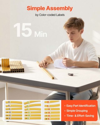 VEVOR Σετ 3 Χρυσών Μεταλλικών Βάσεων Αψίδας, 2.4/2.2/2μ, Εύκολη Συν...