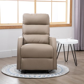 HOMCOM Πολυθρόνα Ανακλινόμενη 160° με Υποπόδιο, από PU Δέρμα, Ξύλο ...