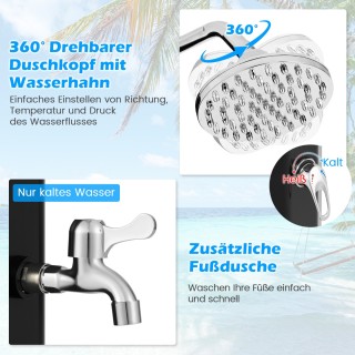 Costway  Ηλιακό ντους 60 λίτρων με προστατευτικό κάλυμμα έως 60°C μ...