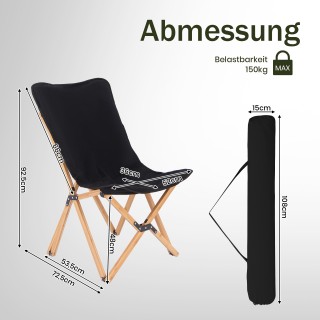 Costway Σετ Διπλών Πτυσσόμενων Καρεκλών από Μπαμπού με Τσέπη - 150 ...