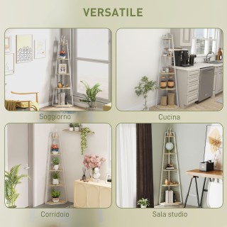 Ξύλινη Γωνιακή Βιβλιοθήκη με 5 Ράφια καιι Ρυθμιζόμενα Πόδια - 37.5 ...