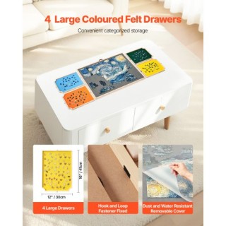 VEVOR Φορητός Ξύλινος Πίνακας Παζλ με Συρτάρια 1500 Κομματιών (86x6...