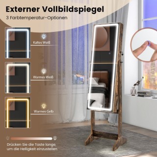 Costway Ελεύθερη Κοσμηματοθήκη με Καθρέφτη και LED Φωτισμό - Ιδανι... Costway Ελεύθερη Κοσμηματοθήκη με Καθρέφτη και LED Φωτισμό - Ιδανι...