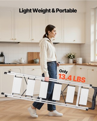 VEVOR Αναδιπλούμενη Σκάλα Αλουμινίου 6 Σκαλοπατιών, Αντιολισθητικά ...