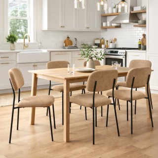 BAKAJI Σετ 4 Καρέκλες Παρίσι Τορτόρα με Υφασμάτινη Επένδυση και Μετ...