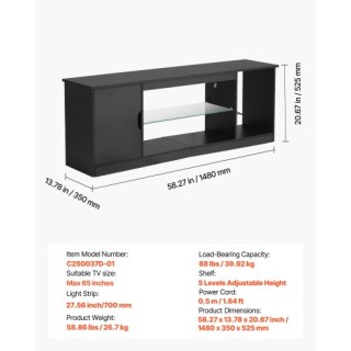 Βάση Τηλεόρασης με Γυάλινο Ράφι για Οθόνες έως 65 ιντσών 1480 x 350... Βάση Τηλεόρασης με Γυάλινο Ράφι για Οθόνες έως 65 ιντσών 1480 x 350...