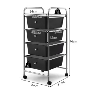 Costway Καρότσι με 4 στοιβαζόμενα συρτάρια, μεταλλικό πλαίσιο, επι... Costway Καρότσι με 4 στοιβαζόμενα συρτάρια, μεταλλικό πλαίσιο, επι...