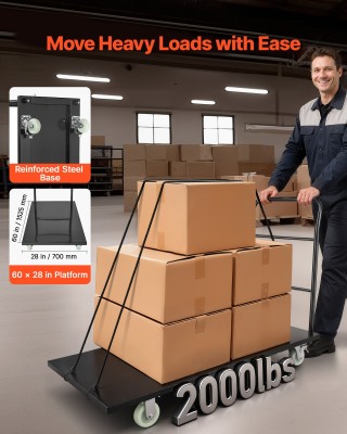 VEVOR Βιομηχανικό Βαρέος Τύπου Καροτσάκι Πλατφόρμας 907.18 kg με Πε...