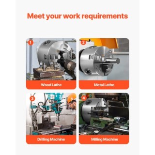 VEVOR Εξάρι Τσοκ Τόρνου με Αυτοκεντρικό Μηχανισμό και Πλάκα Στήριξη...