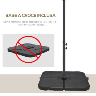 Outsunny Κεντρική Ομπρέλα Κήπου με Σταυρωτή Βάση και Μανιβέλα, 294x...