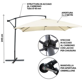 Galileo Ομπρελόνε λάμπαρα για τον κήπο Cru 3x2 μ από ανθρακοχάλυβα ... Galileo Ομπρελόνε λάμπαρα για τον κήπο Cru 3x2 μ από ανθρακοχάλυβα ...