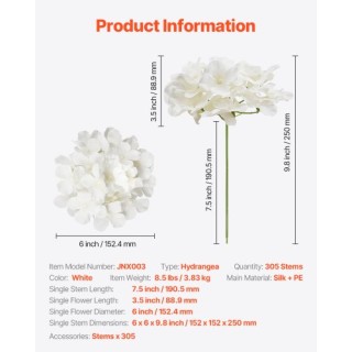 VEVOR Τεχνητά Λουλούδια Ορτανσίας 305 Τεμάχια Λευκά RZXQBS305PCSV5X...