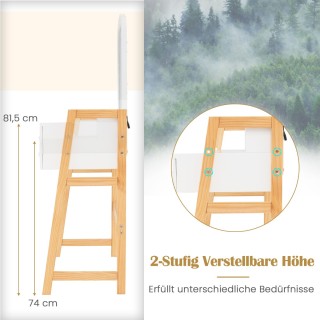 Costway  Λευκή Ξύλινη Τουαλέτα με Καθρέφτη και Σκαμπό - 3 Συρτάρια ...