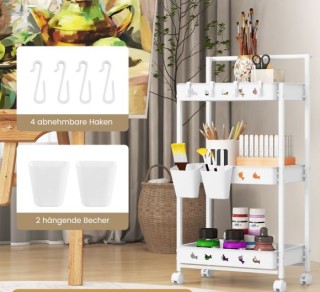 Τρόλεϊ Κουζίνας 3 Επιπέδων με Ρόδες 42 x 29 x 83 cm Λευκό JZ10202W... Τρόλεϊ Κουζίνας 3 Επιπέδων με Ρόδες 42 x 29 x 83 cm Λευκό JZ10202W...