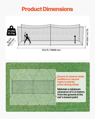 VEVOR Κινούμενο Ορθογώνιο Κρηπίδωμα Μπέιζμπολ με 45-Ply HDPE Δίχτυ ...