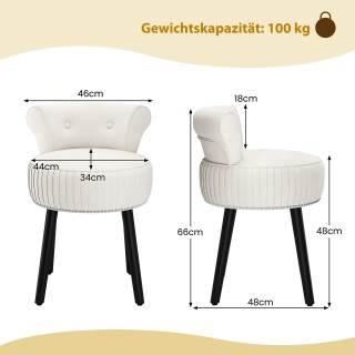 Costway Λευκή Καρέκλα Βανίτας Σταμτ με Μαξιλαροειδές Κάθισμα και Πλ...