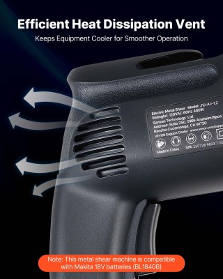 VEVOR Ηλεκτρικό Ψαλίδι Μετάλλων, 480W, 360° Περιστρεφόμενη Κεφαλή, ...