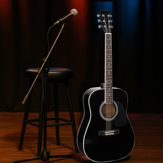 BAKAJI Ηλεκτροακουστική Κιθάρα 41 Μαύρη με Ισοσταθμιστή, Σετ Χορδών...