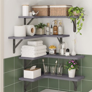 BAKAJI Σετ 4 Γκρι Ξύλινα Ράφια Τοίχου Εξοικονόμησης Χώρου 41x14x29... BAKAJI Σετ 4 Γκρι Ξύλινα Ράφια Τοίχου Εξοικονόμησης Χώρου 41x14x29...