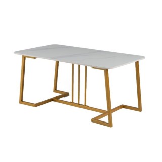 Costway Τραπεζάκι Σαλονιού από Συνθετικό Μάρμαρο 90 εκ. με Μεταλλικ...