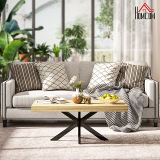 HOMCOM Τραπεζάκι Καφέ Βιομηχανικού Στυλ από Ξύλο και Ατσάλι 110x60x...