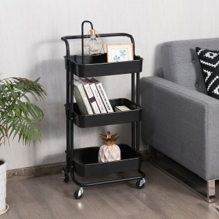 Costway Πολυλειτουργικό Καρότσι Αποθήκευσης με 3 Ράφια σε Μαύρο/Λευ... Costway Πολυλειτουργικό Καρότσι Αποθήκευσης με 3 Ράφια σε Μαύρο/Λευ...