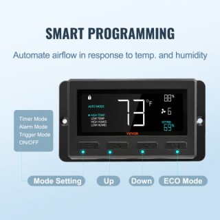 VEVOR  Ανεμιστήρας Εξαερισμού Τοίχου 356 mm με Τηλεχειριστήριο EC B...