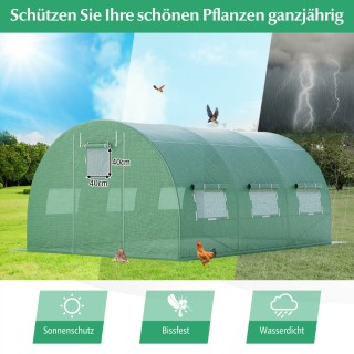 Costway Μεταλλικό Θερμοκήπιο 12m² με 6 Ανοιγόμενα Παράθυρα - Πράσιν...