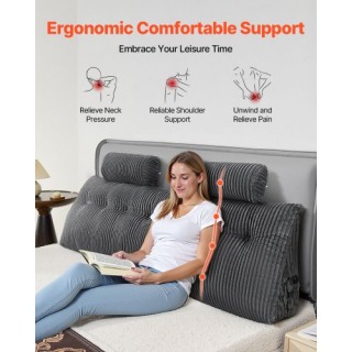 VEVOR Μαξιλάρι Κεφαλαριού King Wedge με 2 Τσέπες & Στηρίγματα Κεφαλ...