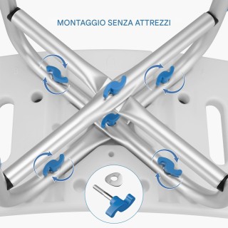 BAKAJI Ρυθμιζόμενο Αντιολισθητικό Σκαμπό Ντουζιέρας Αλουμινίου 0200...