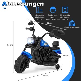 Costway Παιδική μηχανή Chopper 6V με μουσική, φως, πεντάλ και 2 βοη...