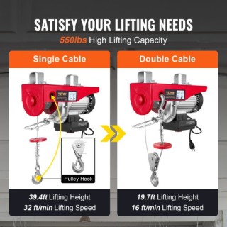 Ηλεκτρικός Γερανός VEVOR 550 lbs με Ασύρματο Χειριστήριο  DDG550LBS...